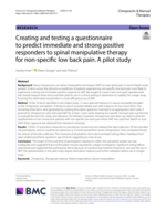 Creating and testing a questionnaire to predict immediate and strong positive responders to spinal manipulative therapy for non-specific low back pain. A pilot study