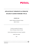 Application of therapeutic alternative splicing to Usher syndrome Type 2A