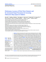 Performance Accuracy of Wrist-Worn Oximetry and Its Automated Output Parameters for Screening Obstructive Sleep Apnea in Children