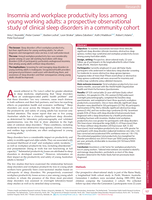 Insomnia and workplace productivity loss among young working adults: a prospective observational study of clinical sleep disorders in a community cohort