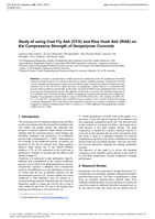Study of using Coal Fly Ash (CFA) and Rice Husk Ash (RHA) on the Compressive Strength of Geopolymer Concrete