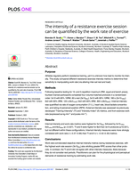 The intensity of a resistance exercise session can be quantified by the work rate of exercise