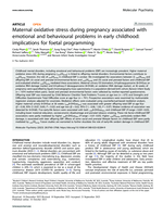 Maternal oxidative stress during pregnancy associated with emotional and behavioural problems in early childhood: implications for foetal programming