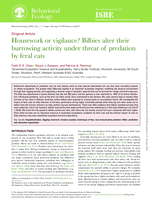 Housework or vigilance? Bilbies alter their burrowing activity under threat of predation by feral cats