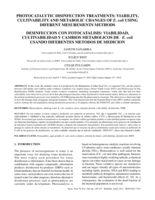 PHOTOCATALYTIC DISINFECTION TREATMENTS: VIABILITY, CULTIVABILITY AND METABOLIC CHANGES OF E. coli USING DIFERENT MESUREMENTS METHODS