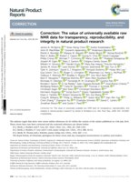 Correction: The value of universally available raw NMR data for transparency, reproducibility, and integrity in natural product research