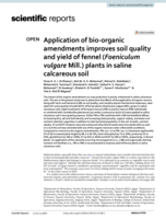 Application of bio-organic amendments improves soil quality and yield of fennel (Foeniculum vulgare Mill.) plants in saline calcareous soil
