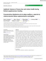 Lipidomic features of honey bee and colony health during limited supplementary feeding