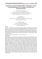 Empirically testing the mediating effect of distributive justice in the relationship between adequacy of benefits and personal outcomes
