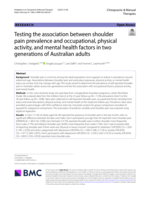 Testing the association between shoulder pain prevalence and occupational, physical activity, and mental health factors in two generations of Australian adults