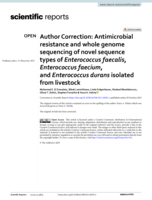 Author Correction: Antimicrobial resistance and whole genome sequencing of novel sequence types of Enterococcus faecalis, Enterococcus faecium, and Enterococcus durans isolated from livestock