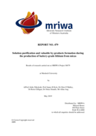 Solution purification and valuable by-products formation during the production of batterygrade lithium from micas. MRIWA Project M479