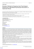 Evaluation Methods for Assessing Users' Psychological Experiences of Web-Based Psychosocial Interventions: A Systematic Review
