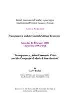 Transparency, Asian Economic Crisis and the Prospects of Media Liberalisation