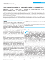 "Multi‐domain interventions for dementia prevention – A Systematic Review"