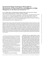 Synchrotron-Based Techniques Shed Light on Mechanisms of Plant Sensitivity and Tolerance to High Manganese in the Root Environment