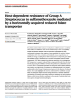 Host-dependent resistance of Group A Streptococcus to sulfamethoxazole mediated by a horizontally-acquired reduced folate transporter