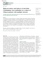High prevalence and indexes of anti-John Cunningham virus antibodies in a cohort of Chinese patients with multiple sclerosis