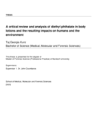 A critical review and analysis of diethyl phthalate in body lotions and the resulting impacts on humans and the environment
