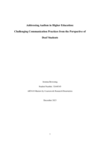 Addressing Audism in Higher Education: Challenging Communication Practices from the Perspective of Deaf Students
