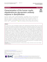 Characterization of the human myelin oligodendrocyte glycoprotein antibody response in demyelination