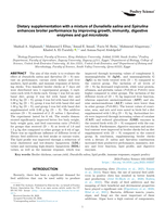 Dietary supplementation with a mixture of Dunaliella salina + Spirulina microalga enhances broiler performance by improving growth, immunity, digestive enzymes and gut microbiota