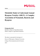 Metabolic Study to Understand Annual Ryegrass Toxicity (ARGT): A Complex Association of Nematode, Bacteria and Ryegrass