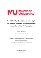 Faecal UPLC-MS/MS metabolomics to investigate the metabolic influence of the gut microbiome in an Australian Parkinson's Disease cohort