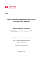 Parent school choice and experiences of K-12 online distance education in Australia