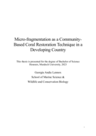 Micro-fragmentation as a Community-Based Coral Restoration Technique in a Developing Country