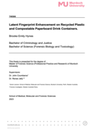 Latent Fingerprint Enhancement on Recycled Plastic and Compostable Paperboard Drink Containers