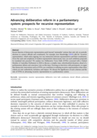 Advancing deliberative reform in a parliamentary system: prospects for recursive representation