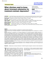 What clinicians need to know about intranasal esketamine for treatment-resistant depression?