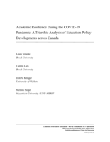 Academic Resilience during the COVID-19 Pandemic: A Triarchic Analysis of Education Policy Developments across Canada