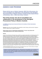 Part of the Process: The Role of Consultation and Collaboration in the Development of the Aboriginal Procurement Policy in Western Australia. : Canberra
