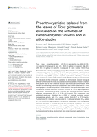 Proanthocyanidins isolated from the leaves of Ficus glomerata evaluated on the activities of rumen enzymes: in vitro and in silico studies