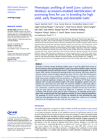 Phenotypic profiling of lentil (Lens culinaris Medikus) accessions enabled identification of promising lines for use in breeding for high yield, early flowering and desirable traits