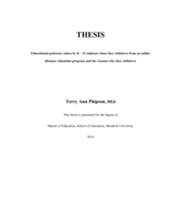 Educational pathways taken by K - 12 students when they withdrew from an online distance education program and the reasons why they withdrew