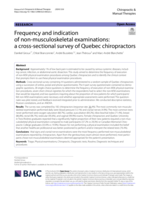 Frequency and indication of non-musculoskeletal examinations: a cross-sectional survey of Quebec chiropractors