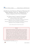 Identification And Selection Of Superior Phenotypes Of Uapaca Kirkiana  Muell Arg.  (Euphorbiaceae), A Priority Indigenous Fruit Tree Of Zimbabwe