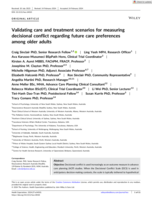Validating care and treatment scenarios for measuring decisional conflict regarding future care preferences among older adults