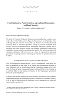 Contributions to Plant Genetics, Agricultural Innovation, and Food Security