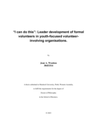 “I can do this”: Leader development of formal volunteers in youth-focused volunteer-involving organisations.