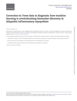 Correction to: From data to diagnosis: how machine learning is revolutionizing biomarker discovery in idiopathic inflammatory myopathies