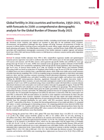 Global fertility in 204 countries and territories, 1950–2021, with forecasts to 2100: a comprehensive demographic analysis for the Global Burden of Disease Study 2021