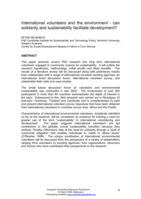 International volunteers and the environment - can solidarity and sustainability facilitate development?