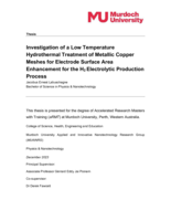 Investigation of a Low Temperature Hydrothermal Treatment of Metallic Copper Meshes for Electrode Surface Area Enhancement for the H2 Electrolytic Production Process