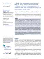 A Global Pilot Comparative, Cross-Sectional Study of Clinical Research Nurses/Research Midwives: Definition, Knowledge Base, and Communication Skills Related to the Conduct of Decentralized Clinical Trials