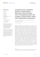 Comparing and contrasting barriers in augmentative alternative communication use in nonspeaking autism and complex communication needs: multi-stakeholder perspectives