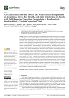 An Examination into the Effects of a Nutraceutical Supplement on Cognition, Stress, Eye Health, and Skin Satisfaction in Adults with Self-Reported Cognitive Complaints: A Randomized, Double-Blind, Placebo-Controlled Trial